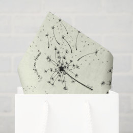 Delicate Green Wildblume Dandelion Kisses Floral Seidenpapier