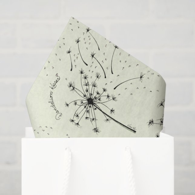 Delicate Green Wildblume Dandelion Kisses Floral Seidenpapier (Geschenk Tasche)