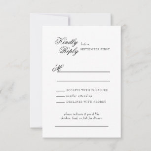 Delicate Lace Black and Gold Script Wedding RSVP Karte
