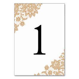 Delicate Lace Black and Gold Script Wedding Tischnummer