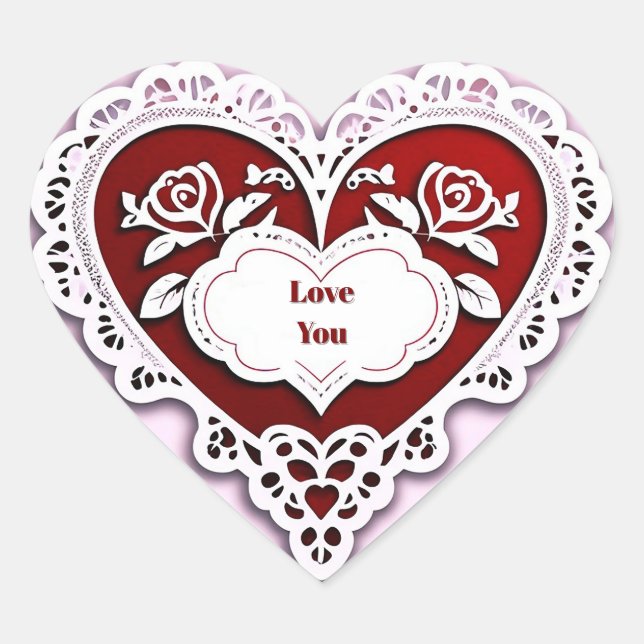 Delicate Lace Heart Card Herz-Aufkleber (Vorderseite)