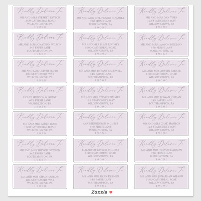 Delicate Lavender Wedding Guest Address Labels (Blatt)