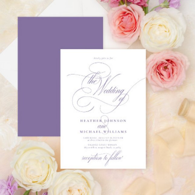 Delicate Lilac Lavender Modern Calligraphy Classic Einladung (Von Creator hochgeladen)