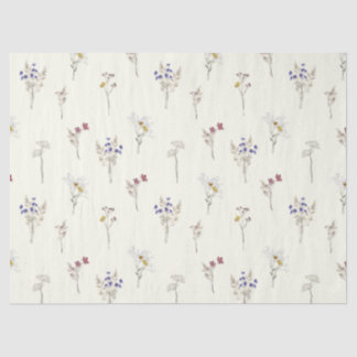 Delicate Meadow Wildflowers on Ivory White Seidenpapier