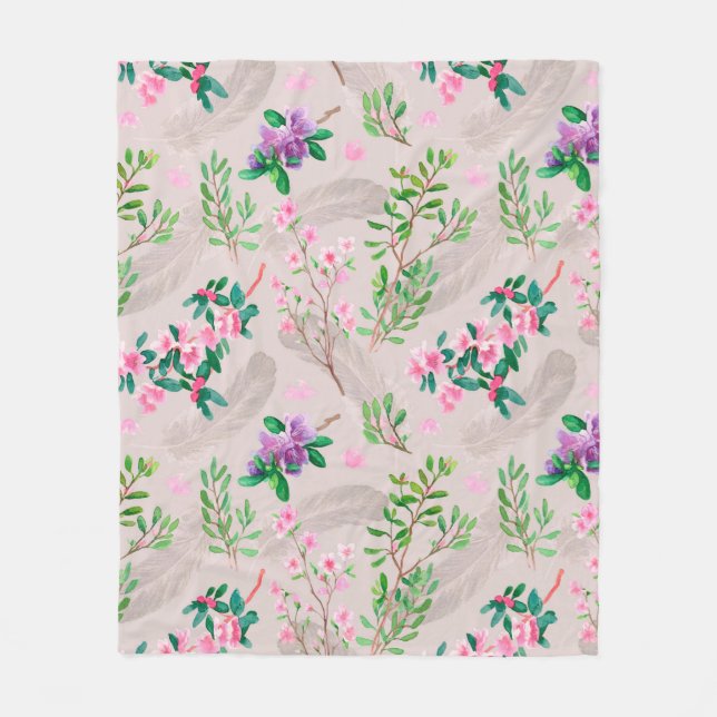 Delicate pattern with rhododendron flowers and fea fleecedecke (Vorderseite)