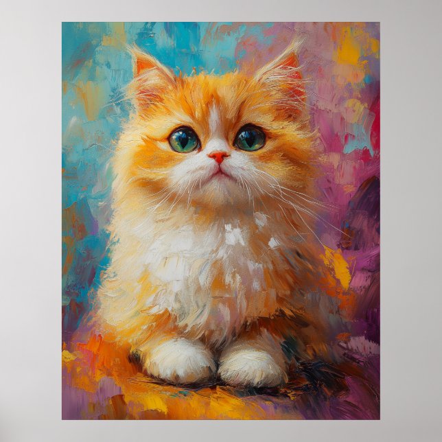 Delicate Persian Kitten — Cute Pastel Art Print Poster (Vorne)