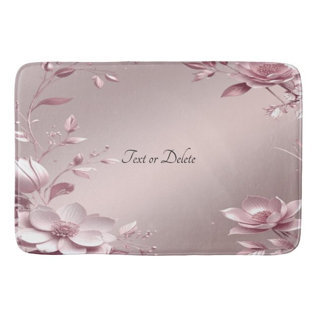 Delicate Pink Floral Bath Mat Badematte (Vorderseite)