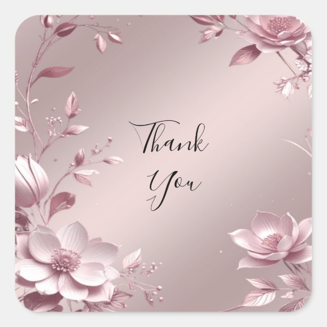 Delicate Pink Floral Frame Sticker (Vorderseite)