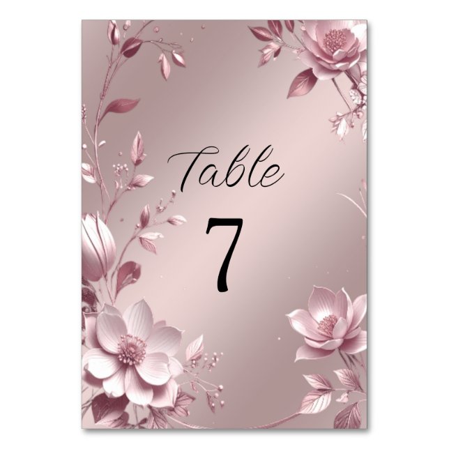 Delicate Pink Floral Frame Table Number Tischnummer (Vorderseite)