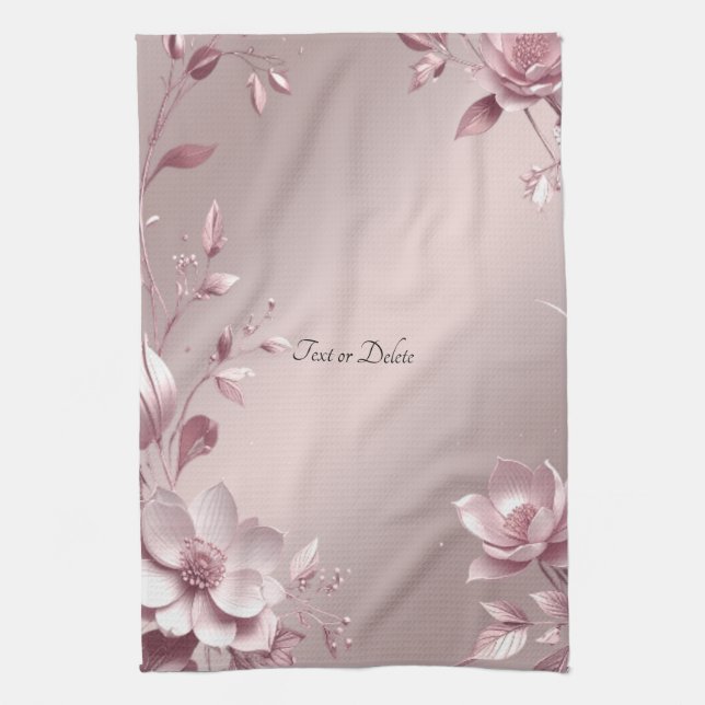 Delicate Pink Floral Kitchen Towel Geschirrtuch (Vertikal)