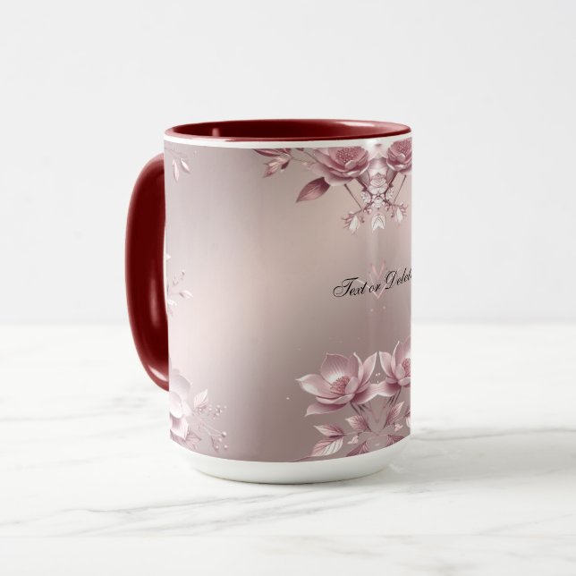 Delicate Pink Floral Mug Tasse (Vorderseite Links)