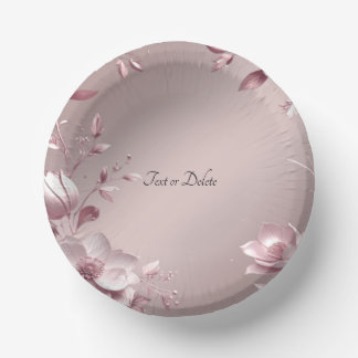 Delicate Pink Floral Paper Bowls Pappteller