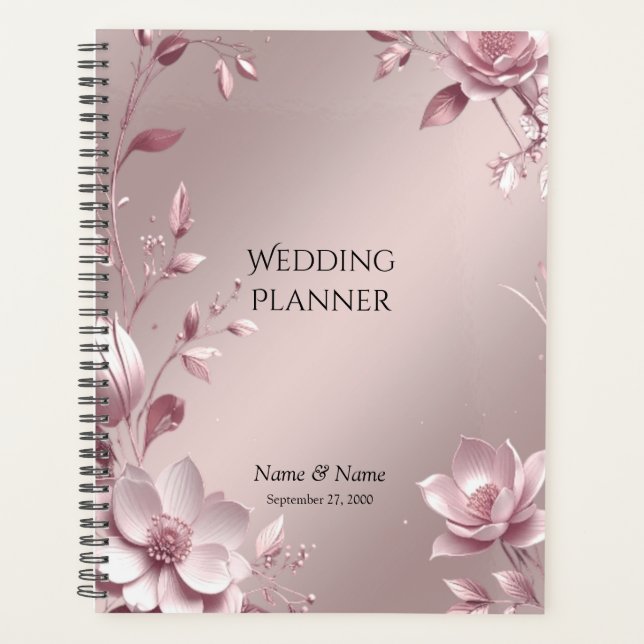 Delicate Pink Floral Planner Planer (Vorderseite)