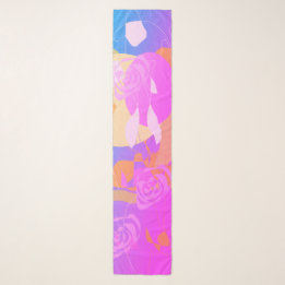 Delicate Pink Purple Blue Floral Chiffon Scarf Sch Schal