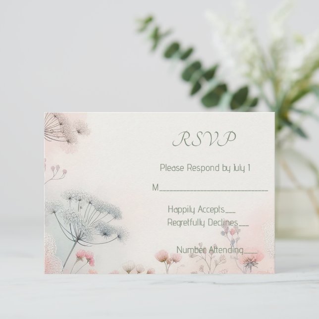 Delicate Queen Anne's Lace RSVP Karte (Stehend Vorderseite)