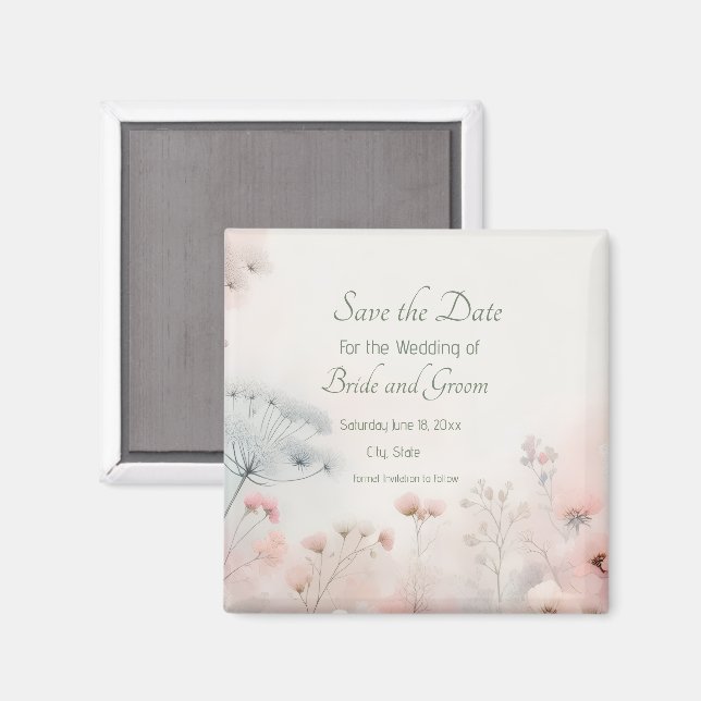 Delicate Queen Anne's Lace Save the Date Magnet (Vorderseite/Rückseite)