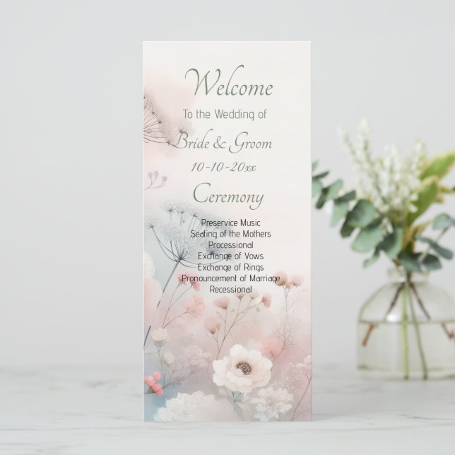 Delicate Queen Anne's Lace Wedding Programm (Stehend Vorderseite)