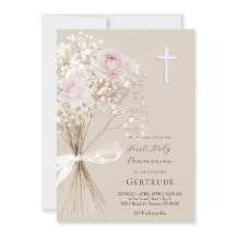 delicate roses and gypsophila First Communion