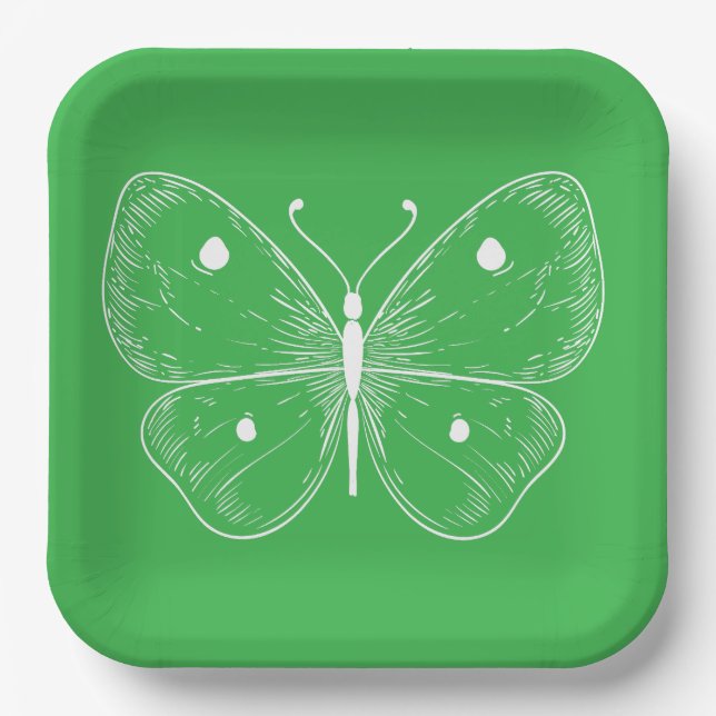 Delicate Sketch Butterfly Pappteller (Vorderseite)