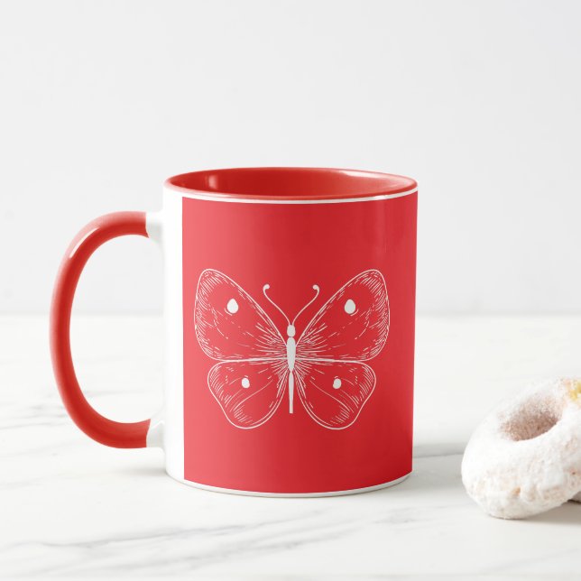 Delicate Sketch Butterfly Tasse (Mit Donut)