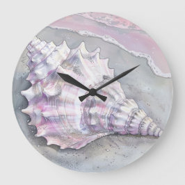 Delicate Soft Pastel Lilac Seashell Große Wanduhr
