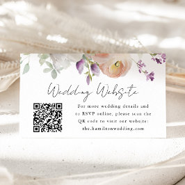 Delicate Spring Floral Wedding Website QR Code Begleitkarte