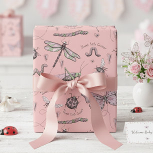 Delicate Sweet Little Critter Feminine Rosa Geschenkpapier