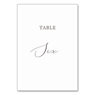 Delicate Taupe Calligraphy Table 6 Tischnummern