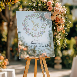 Delicate Vintage Floral Bunny Baby Shower Welcome Acrylschild