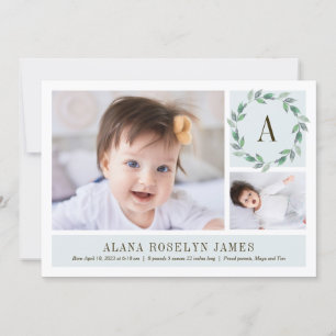 Delicate Watercolor Baby Birth Ankündigung