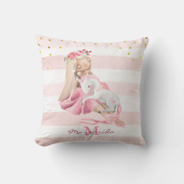 Delicate Watercolor Ballerina und Baby Unicorn Th Kissen