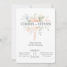 Delicate Watercolor Bouquet – Pink Roses Floral De Einladung