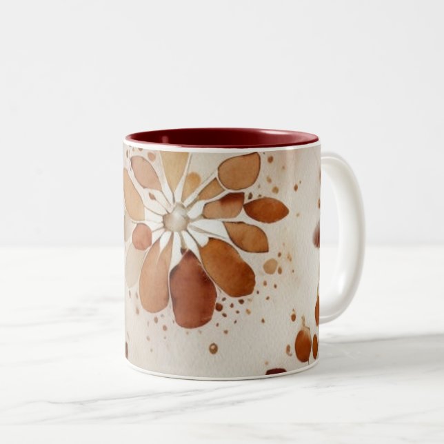Delicate Watercolor Floral Coffee Mug Zweifarbige Tasse (VorderseiteRechts)