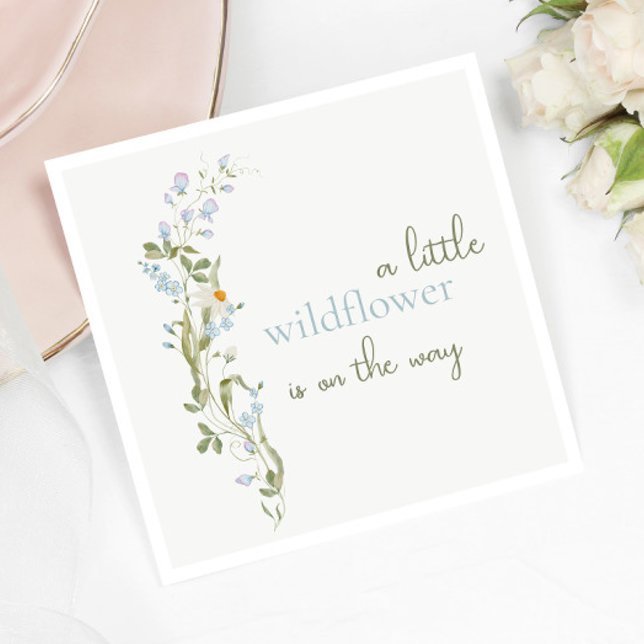 Delicate Watercolor Little Wildflower Baby Shower Serviette (Von Creator hochgeladen)