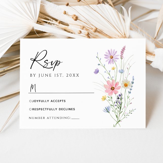 Delicate Wildflower Garden Wedding RSVP Card (Von Creator hochgeladen)
