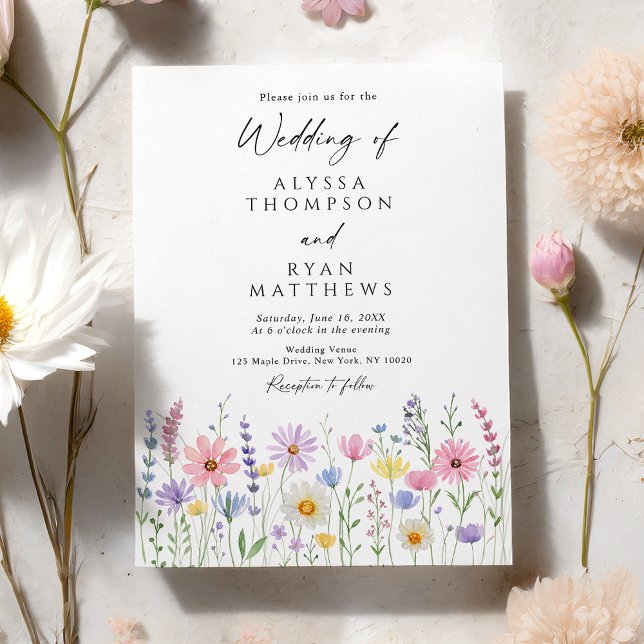 Delicate Wildflower Meadow Wedding Einladung (Von Creator hochgeladen)