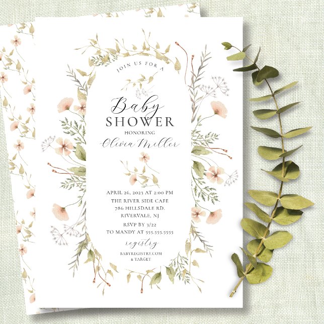 Delicate Wildflowers Baby Shower Invitation Einladung (Von Creator hochgeladen)
