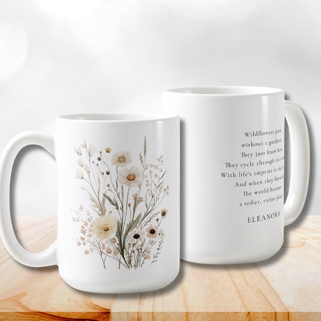 Delicate Wildflowers Inspirational Poem Kaffeetasse (Delicate Wildflowers Inspirational Poem Coffee Mug)