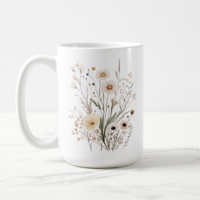 Delicate Wildflowers Motivational Quote Kaffeetasse (Links)