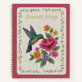 Delicate Wings Embroidered Hummingbird Floral Notizbuch