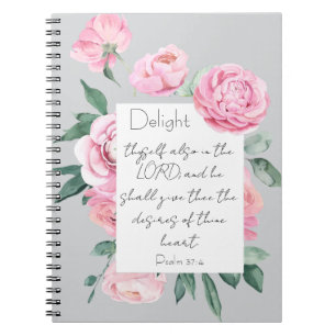 Delight Psalm Pink Peony Womans Devovous Journal Notizblock