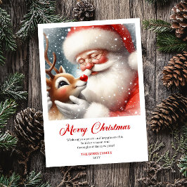 Delightful Santa With Rudolph Fun Christmas Cards Feiertagskarte