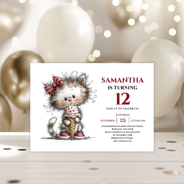 Delightful whimsical animals cat kids birthday einladung (Delightful whimsical animals print kids birthday invitation

)