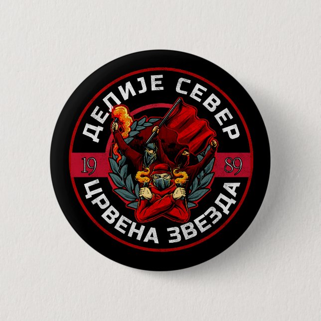 Delije Sever 1989 Roter Stern  Button (Vorderseite)