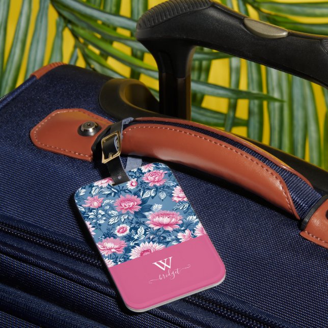 delikat blau und rosa Vintag Gepäckanhänger (Vorderseite Insitu 1)