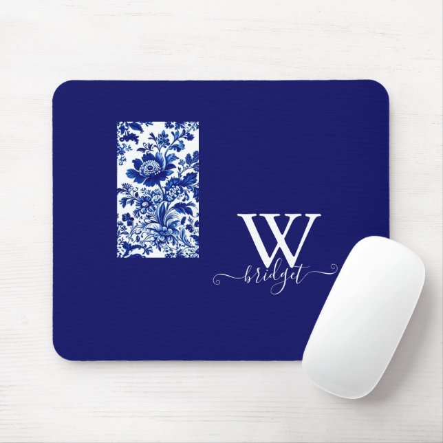 delikat blau Vintag Moderne Blüte Mousepad (Mit Mouse)