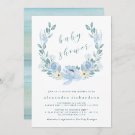 Delikatblau | Aquarellblütendusche Einladung