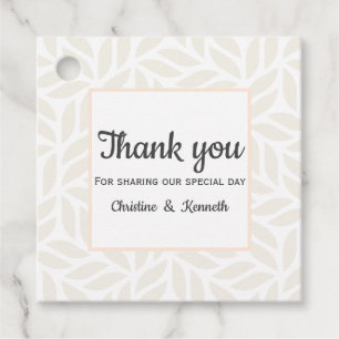 Delikate abstrakte Blätter danke Ihnen Hochzeit Geschenkanhänger