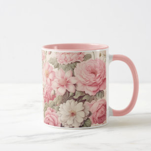 Delikate Aquarellfarben Rosen & Apple Blüten Tasse