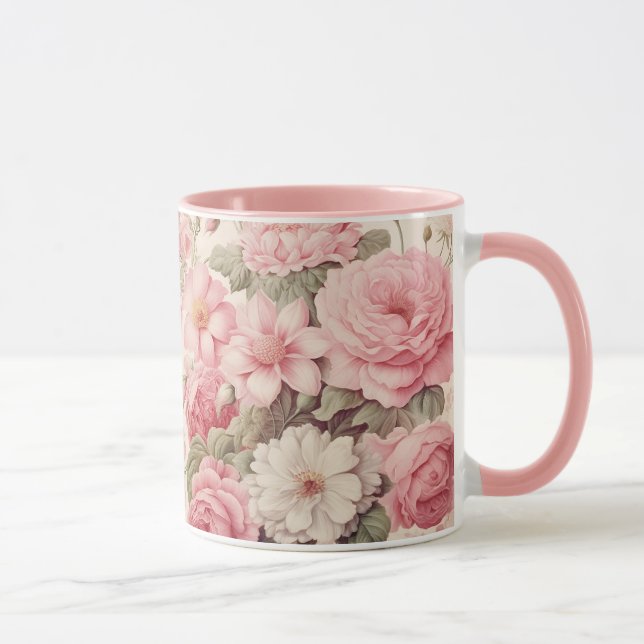 Delikate Aquarellfarben Rosen & Apple Blüten Tasse (Rechts)